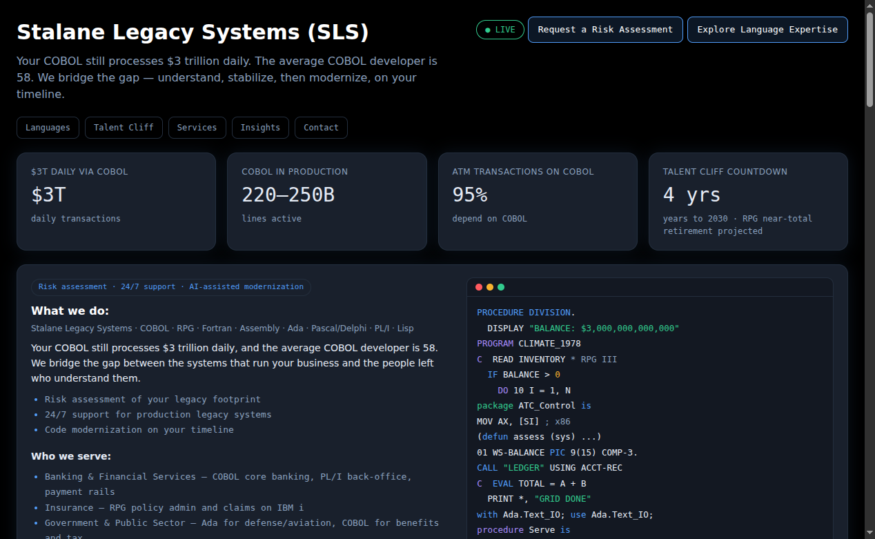 Stalane Legacy Systems screenshot