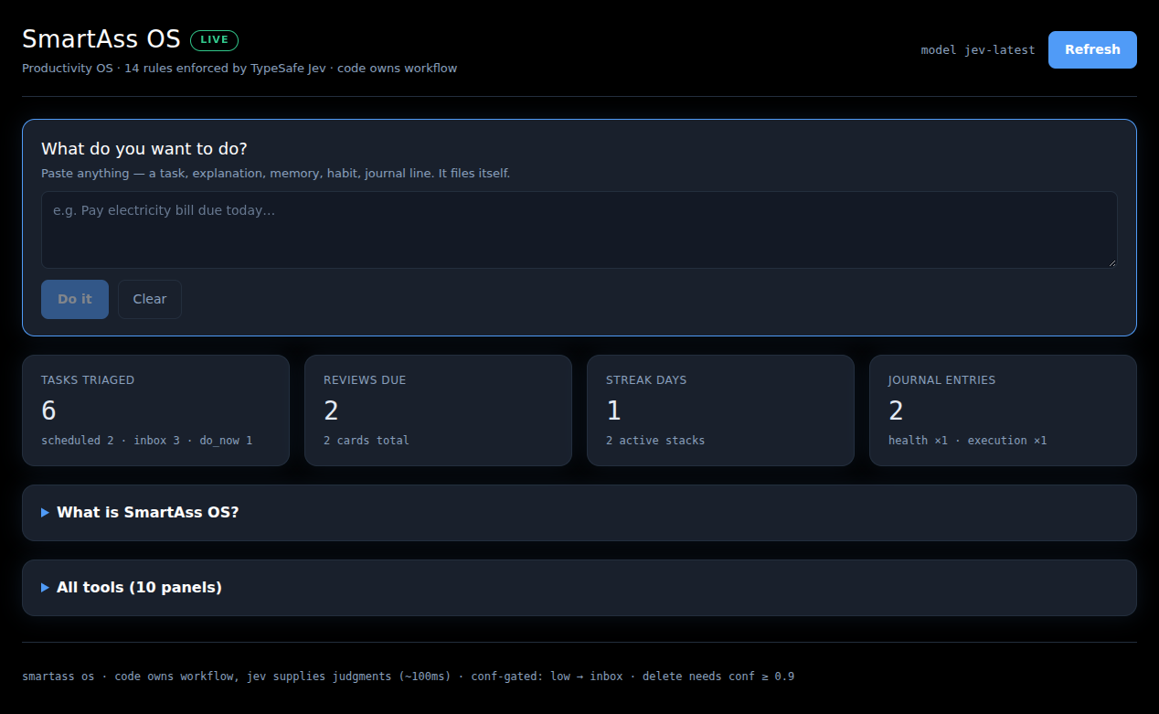 SmartAss OS dashboard screenshot